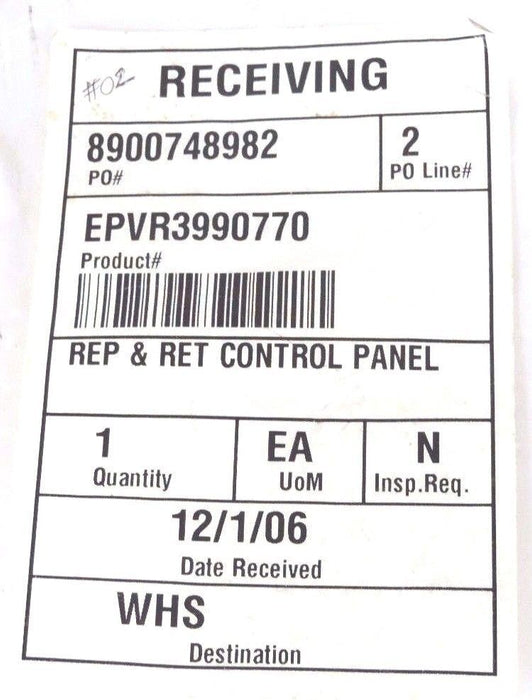 NEW EVERGREEN EPVR3990770 REP & RET CONTROL PANEL 2704-24-01 REV. B