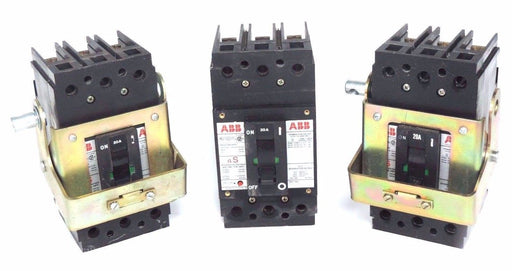 LOT OF 3 ABB UXAB-727131-R-103 CIRCUIT BREAKERS 20AMP 480VAC 500VDC TYPE ES