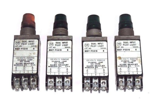 LOT OF 4 ALLEN BRADLEY 800T-PSD16 SER. B DUAL INPUT PILOT LIGHTS 800TPSD16