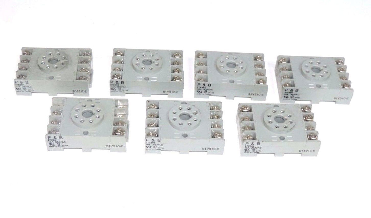 LOT OF 7 POTTER & BRUMFIELD 27E891 RELAY SOCKETS 95631-E 10A 300VAC