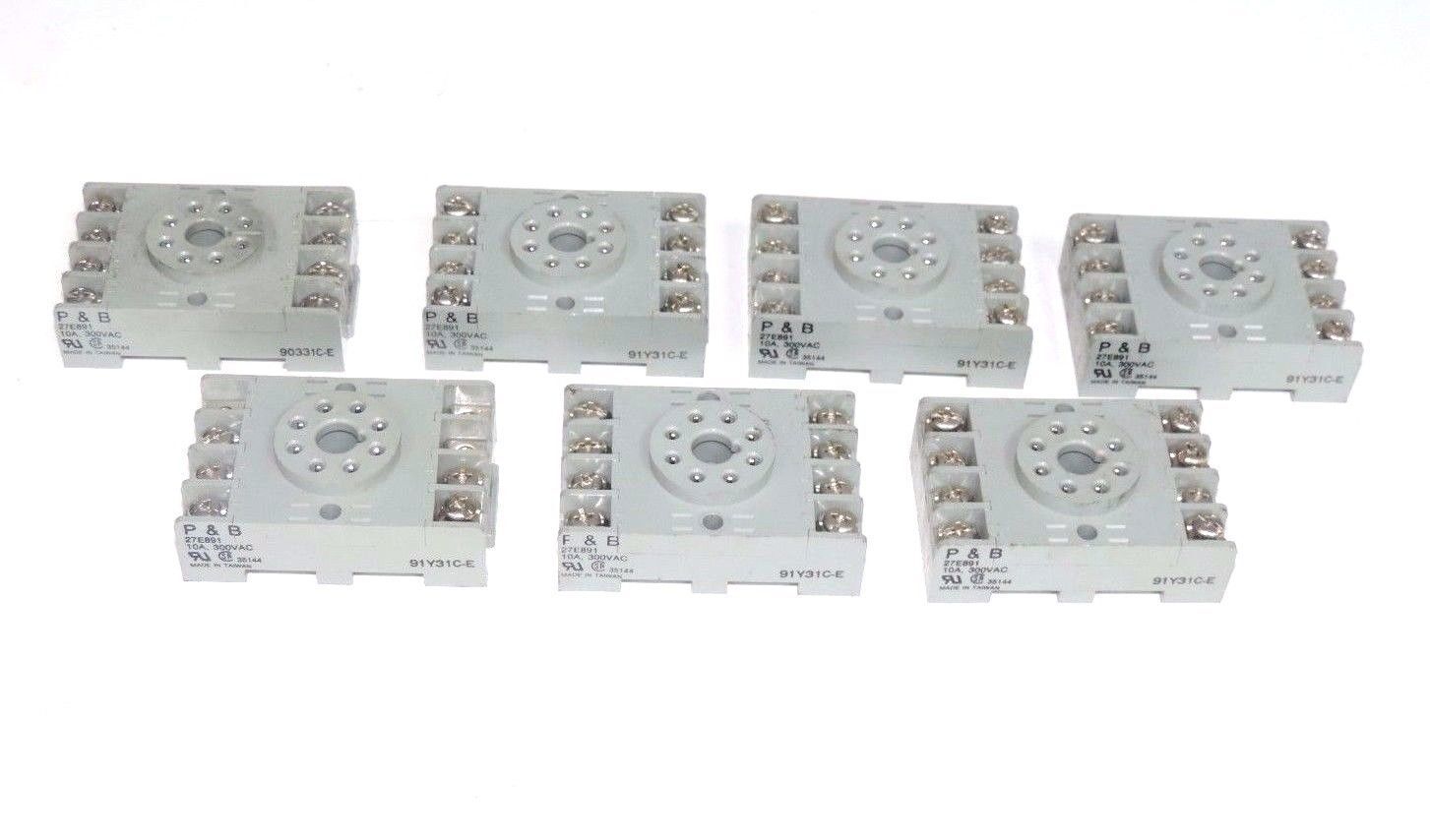 LOT OF 7 POTTER & BRUMFIELD 27E891 RELAY SOCKETS 95631-E 10A 300VAC