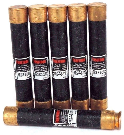 LOT OF 6 BUSSMANN FUSETRON FRS-R-3-2/10 DUAL ELEMENT TIME DELAY FUSES FRSR3210