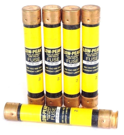 LOT OF 5 BUSSMANN LPS-RK-20SP LOW PEAK DUAL ELEMENT TIME DELAY FUSES