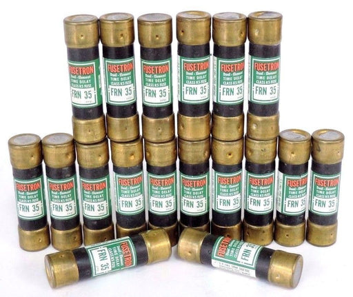 LOT OF 18 BUSSMANN FUSETRON FRN-35 DUAL ELEMENT TIME DELAY FUSES 35AMP