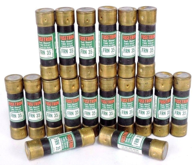 LOT OF 18 BUSSMANN FUSETRON FRN-35 DUAL ELEMENT TIME DELAY FUSES 35AMP