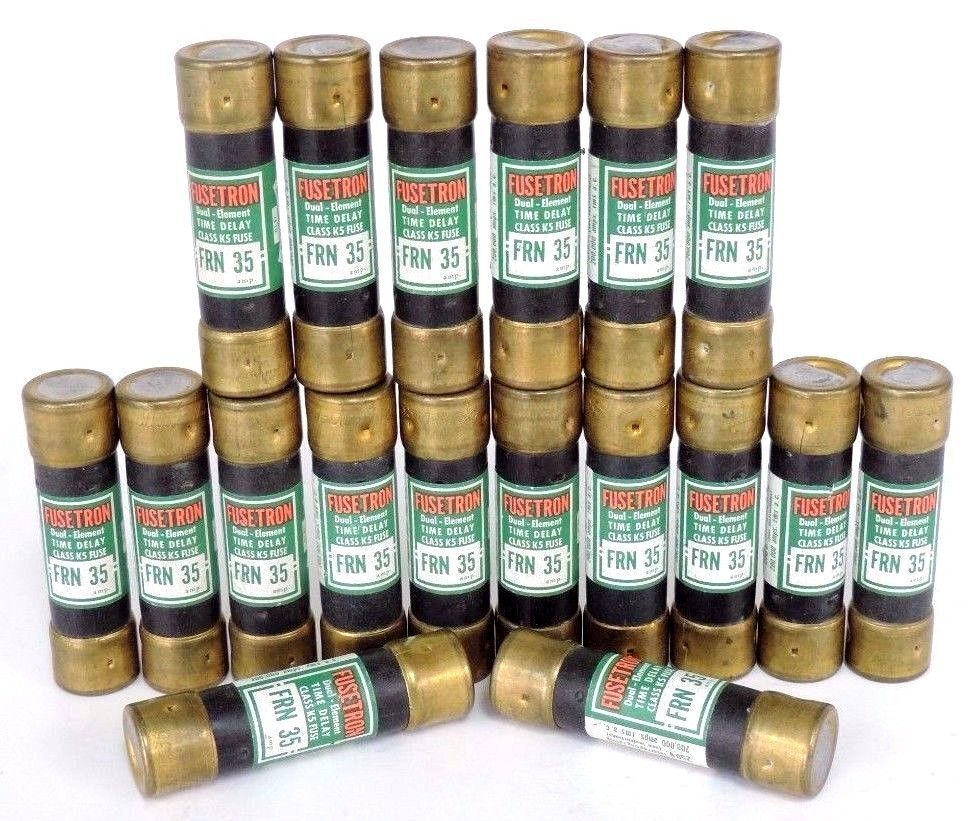 LOT OF 18 BUSSMANN FUSETRON FRN-35 DUAL ELEMENT TIME DELAY FUSES 35AMP