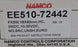 NIB NAMCO EE510-72442 PROXIMITY SWITCH 18MM PXSW,18X80MM,HC EE51072442