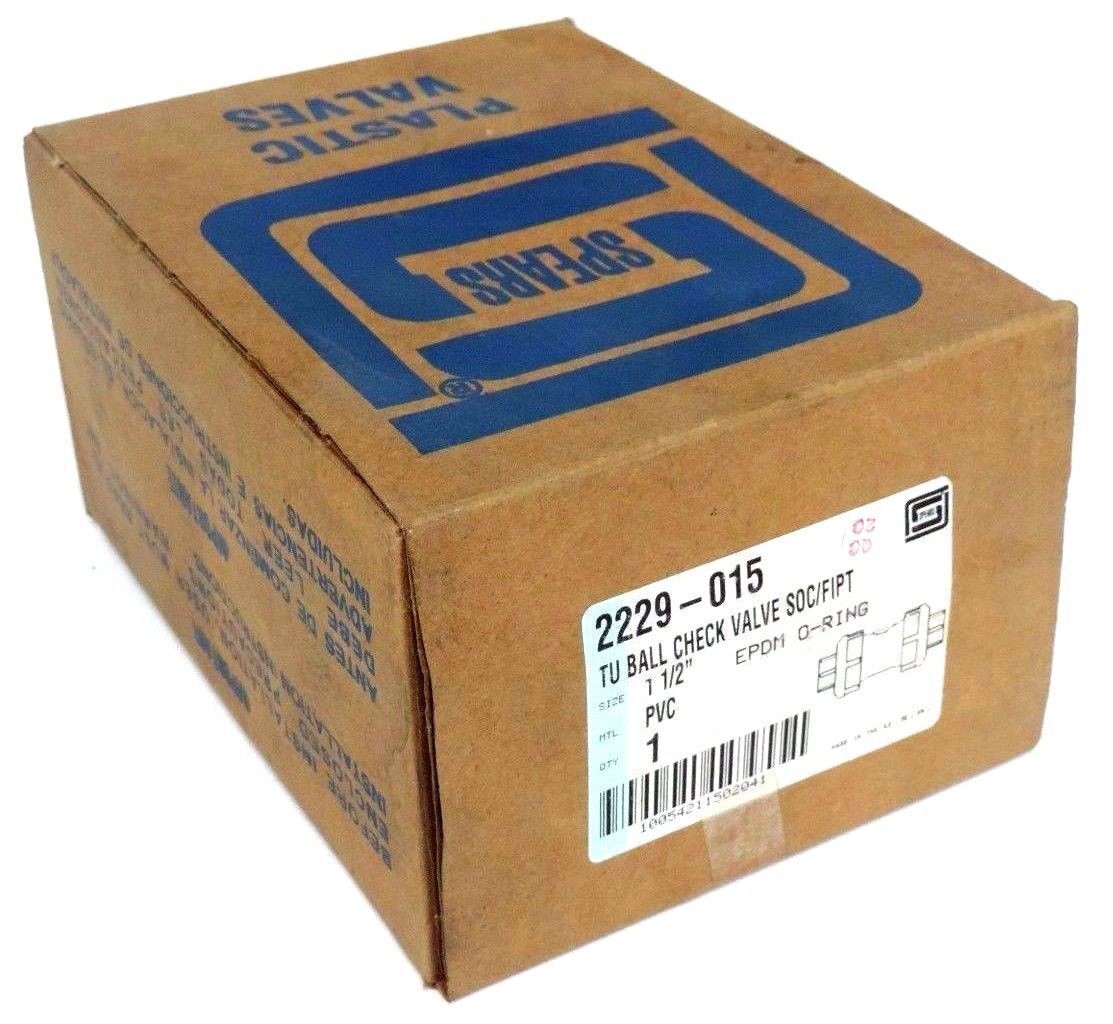NIB SPEARS 2229-015 1-1/2" PVC BALL CHECK VALVE SOC/FIPT EPDM O-RING