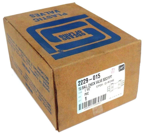 NIB SPEARS 2229-015 1-1/2" PVC BALL CHECK VALVE SOC/FIPT EPDM O-RING