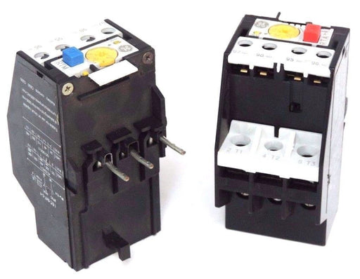 LOT OF 2 GENERAL ELECTRIC OVERLOAD RELAYS RTM1L 4.0-6.3 AMP, RTA1M 5.5-7.50 AMP