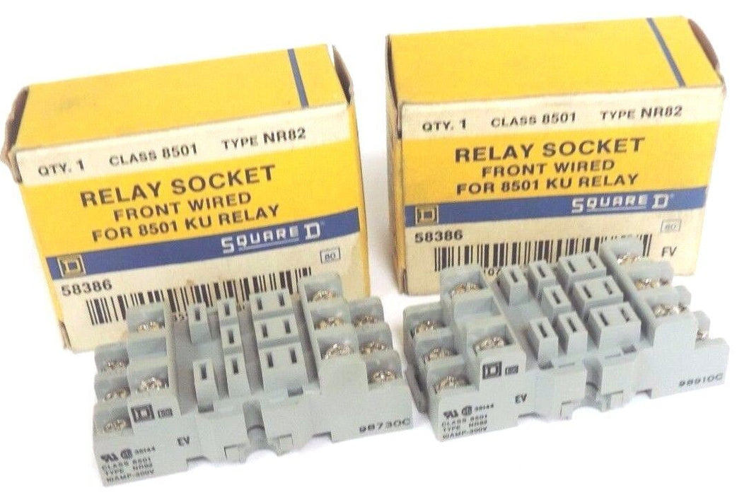 LOT OF 2 NIB SQUARE D 8501-NR82 RELAY SOCKETS 10AMP 300V 8501NR82