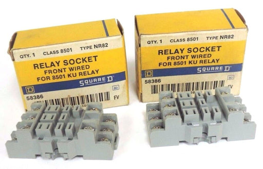 LOT OF 2 NIB SQUARE D 8501-NR82 RELAY SOCKETS 10AMP 300V 8501NR82