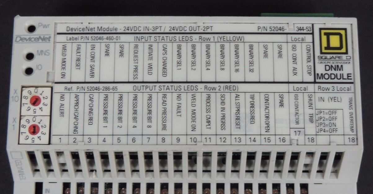 LOT OF 5 SQUARE D GROUPE SCHNEIDER 170AEW34000 DEVICENET I/O BLOCKS 52046-344-53