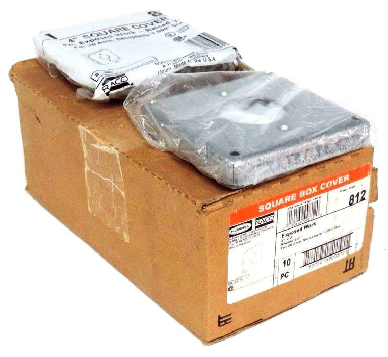 BOX OF 8 NEW HUBBELL 812 4'' SQUARE COVERS RAISED 1/2''