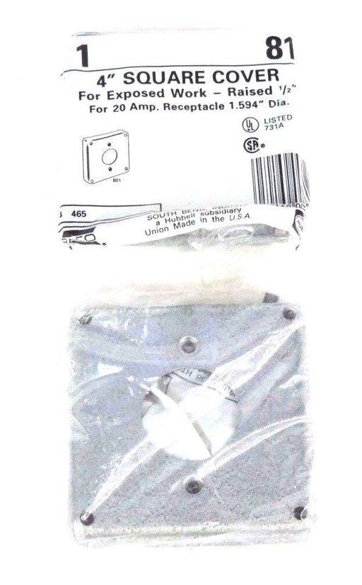 BOX OF 8 NEW HUBBELL 812 4'' SQUARE COVERS RAISED 1/2''
