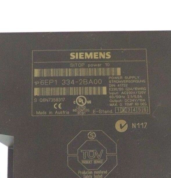 SIEMENS 6EP1 334-2BA00 SITOP POWER SUPPLY 24VDC, 220VAC, 6EP13342BA00