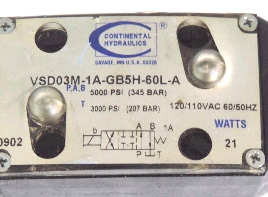 CONTINENTAL VSD03M-1A-GB5H-60L-A HYDRAULIC VALVE 21WATTS 110-120VAC 50/60HZ