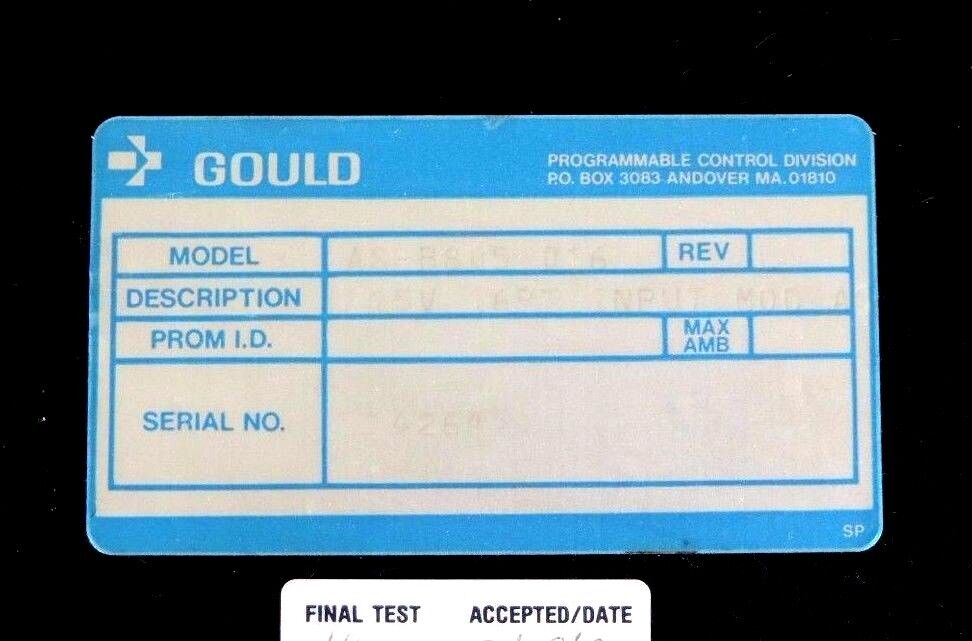 GOULD MODICON AS-B805-016 INPUT MODULE REV. L, 115VAC, 16PT, ASB805016