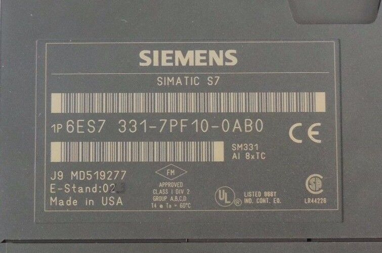 SIEMENS 6ES7 331-7PF10-0AB0 SIMATIC S7 ANALOG INPUT MODULE 6ES73317PF100AB0