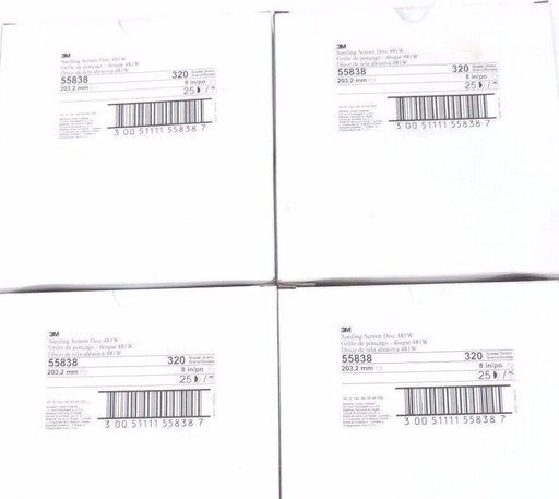 LOT OF 100 NEW 3M 55838 SANDING SCREEN DISCS 481W, 8'' DIA. 320 GRADE