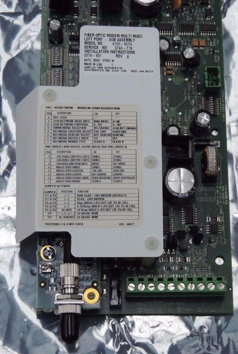 NIB SIMPLEX 4100-6074 FIBER OPTIC MODEM MULTI MODE LEFT PORT - SUB ASSEMBLY