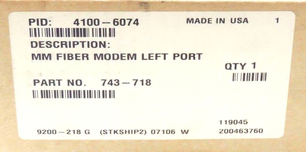 NIB SIMPLEX 4100-6074 FIBER OPTIC MODEM MULTI MODE LEFT PORT - SUB ASSEMBLY