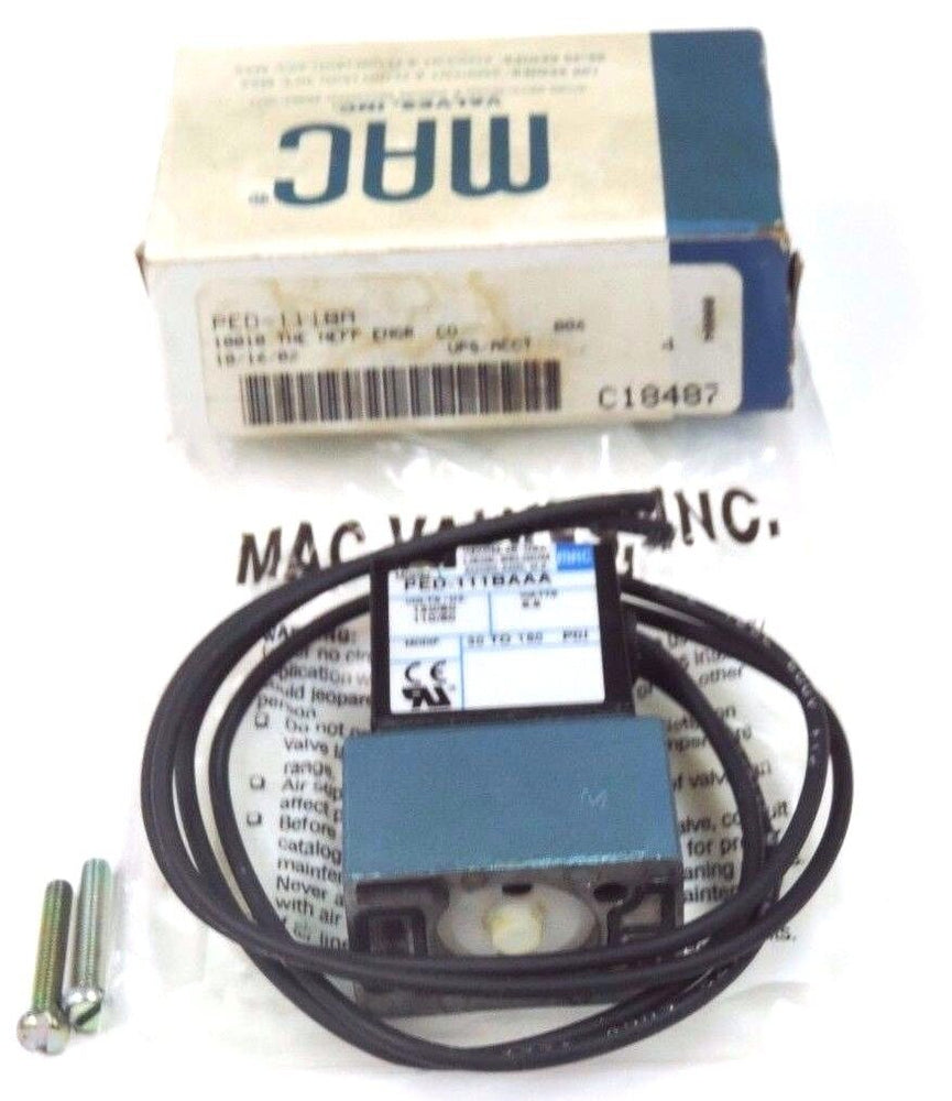 NIB MAC PED-111BAAA SOLENOID VALVE PED-111BA, 6.8 WATTS, 30 TO 150 PSI