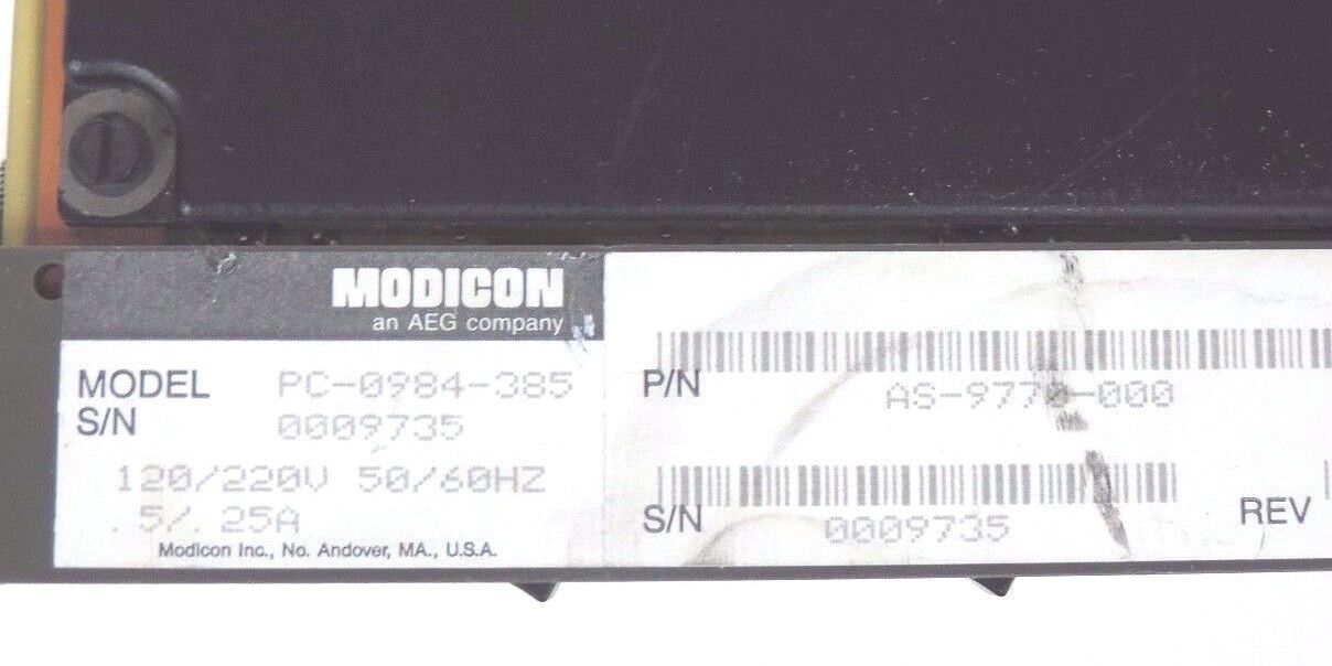 MODICON PC-0984-385 CONTROLLER 120/220V, 50/60HZ, .5/.25A, AS-97770-000