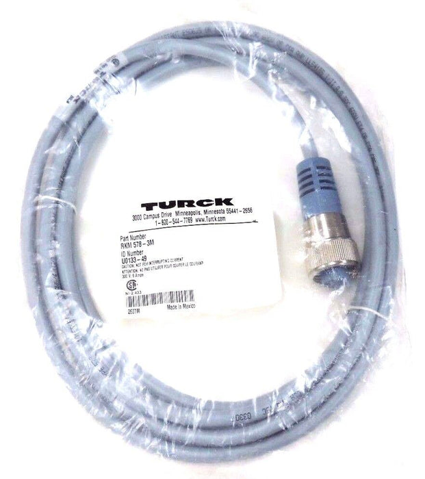 NIB TURCK RKM 578-3M MINIFAST CORDSET 3M, U0133-49, RKM5783M