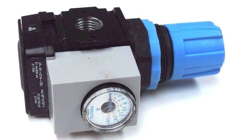 NEW FESTO LR-M1-G1/4-10GI PRESSURE REGULATOR 21 BAR 300 PSI, LRM1G1/410GI