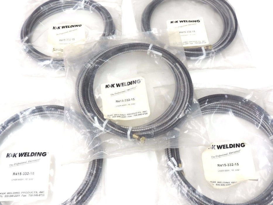 LOT OF 5  K&K WELDING R415-332-15 LINER ASSEMBLEY 15', 3/32''