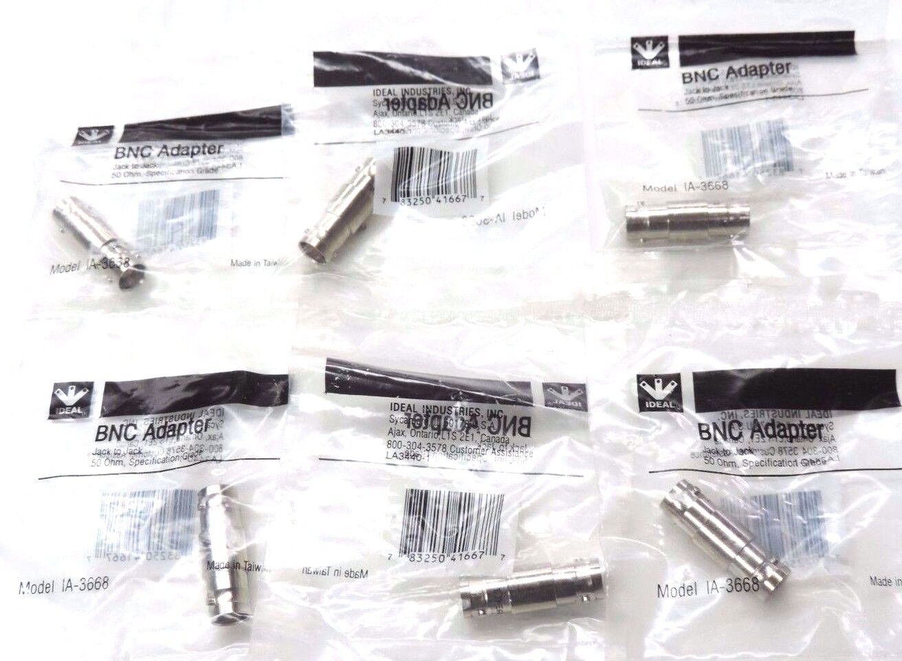 LOT OF 6 NEW IDEAL IA-3668 BNC ADAPTER JACK TO JACK 50 OHM