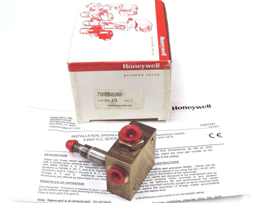 NIB HONEYWELL 7131EBN2LN00 SKINNER 3-WAY SOLENOID VALVE 1/4'' NPT TYPE: 7131E