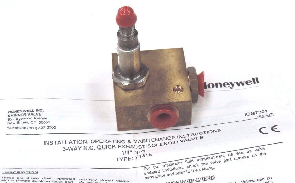 NIB HONEYWELL 7131EBN2LN00 SKINNER 3-WAY SOLENOID VALVE 1/4'' NPT TYPE: 7131E