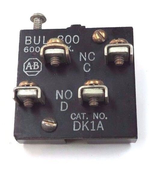 ALLEN BRADLEY BUL. 800 CAT. NO. DK1A, 600V MAX. CONTACT BLOCK