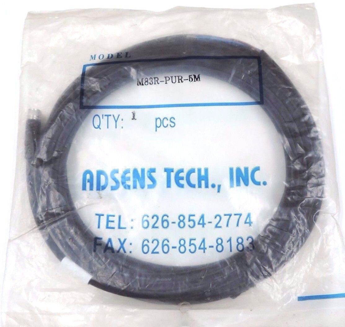 NEW ADSENS TECH MODEL M83R-PUR-5M, 3-PIN SWITCH CONNECTOR M83RPUR5M