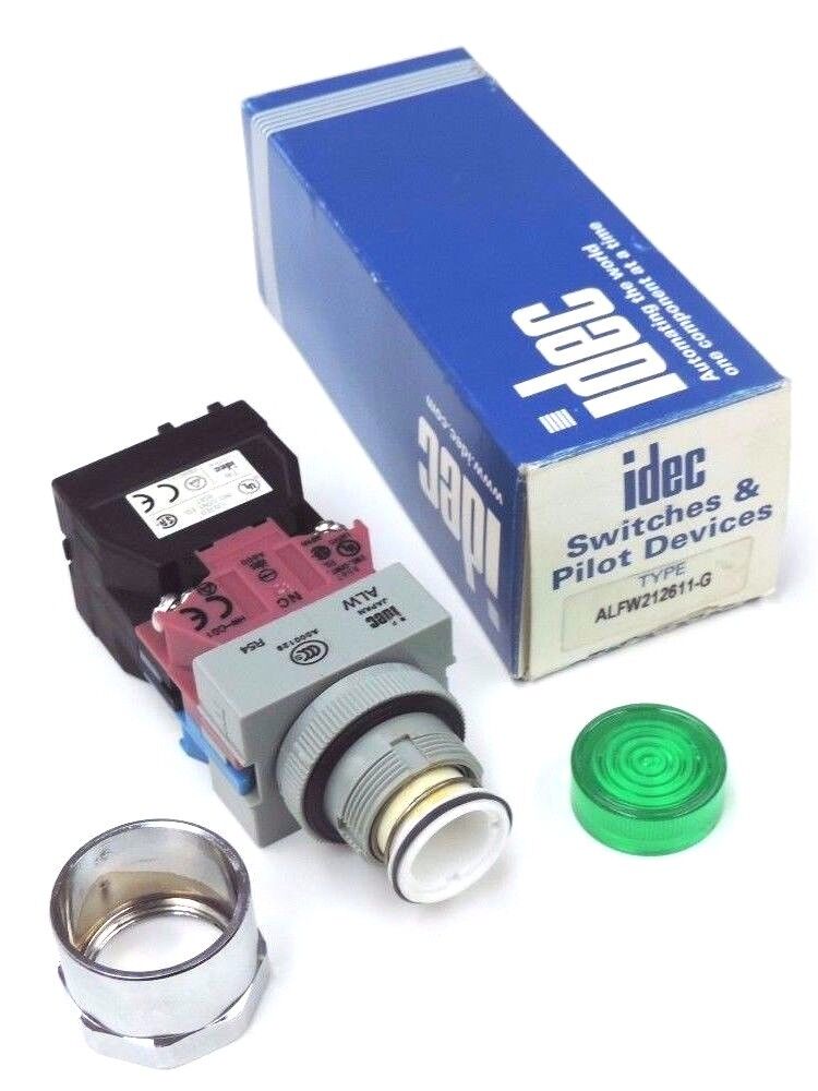 NIB IDEC ALFW212611-G PUSH BUTTON ALFW212611G, PRIMARY 120V, 50/60HZ