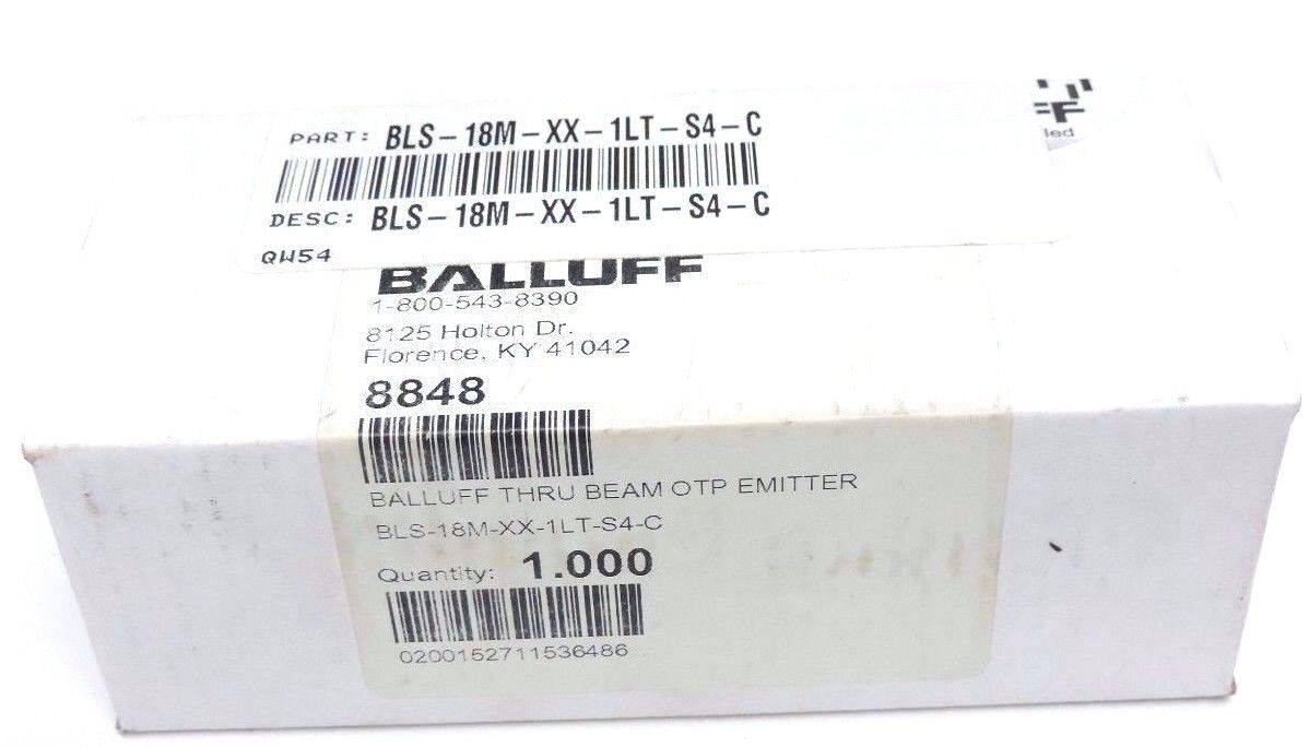 FACTORY SEALED BALLUFF BLS-18M-XX-1LT-S4-C THRU BEAM OTP EMITTER BLS18MXX1LTS4C
