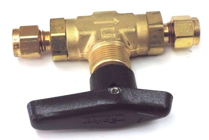 NIB PARKER 4A-B6LJ2-BP 1/4" TWO-WAY B SERIES BRASS BALL VALVE 4AB6LJ2BP