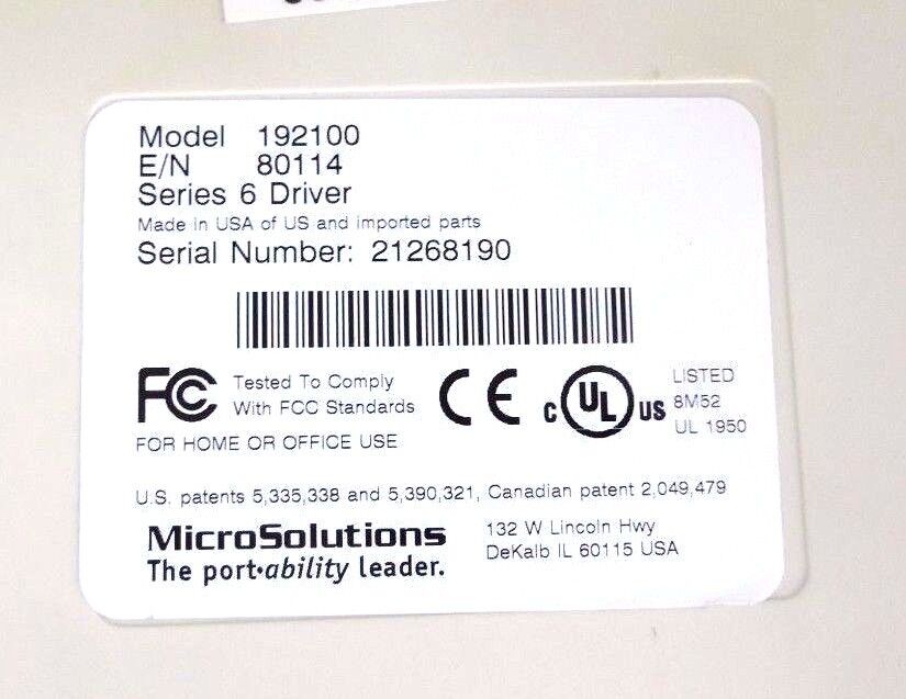 MICROSOLUTIONS MODEL 192100 BACKPACK CD-REWRITER 80114