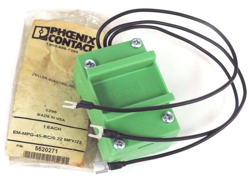 (2) NEW PHOENIX CONTACT EM-MPG-45-RC/0.22 MFY/22 RELAYS EMMPG45RC P/N: 5520271