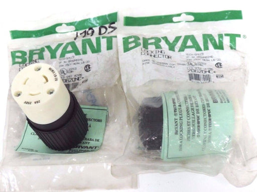 LOT OF 2 NEW BRYANT 70620NC LOCKING CONNECTORS NEMA L6-20