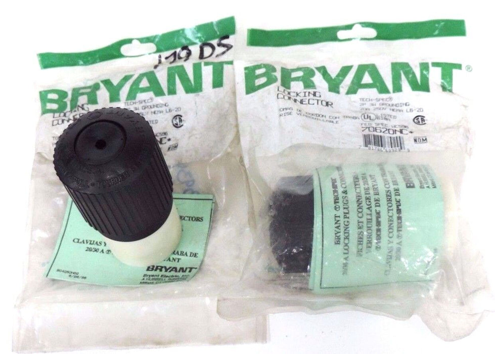 LOT OF 2 NEW BRYANT 70620NC LOCKING CONNECTORS NEMA L6-20