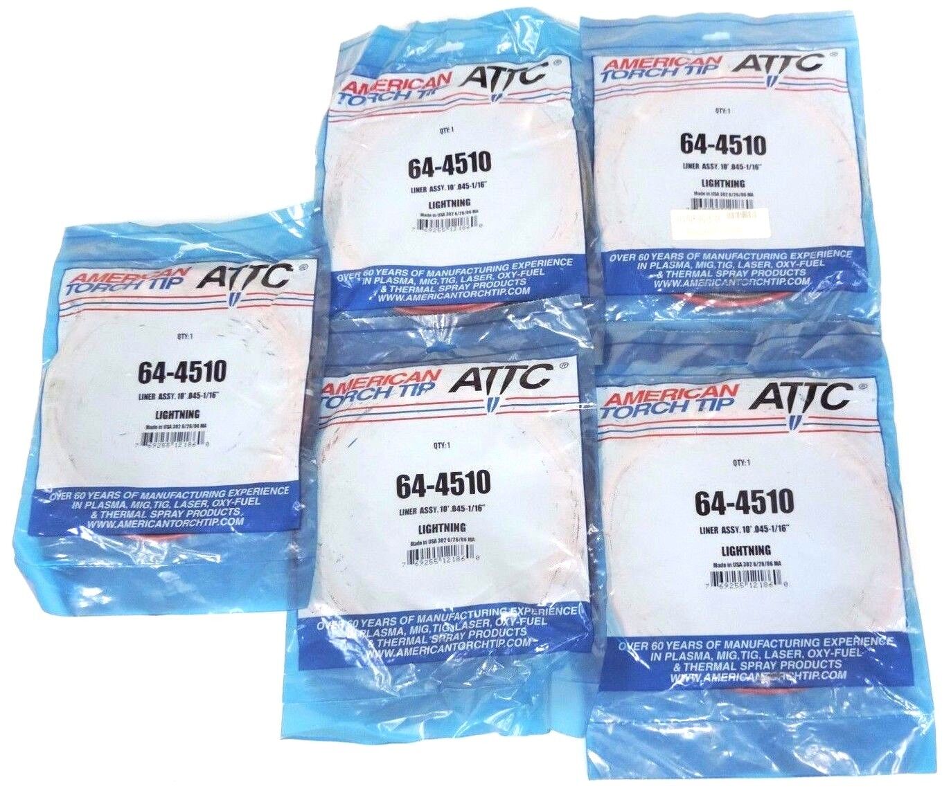LOT OF 5 NEW AMERICAN TORCH TIP 64-4510 LINER ASSY. 10' .045-1/16" LIGHTNING