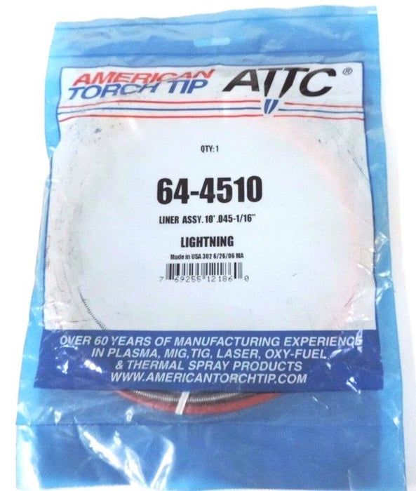 LOT OF 5 NEW AMERICAN TORCH TIP 64-4510 LINER ASSY. 10' .045-1/16" LIGHTNING