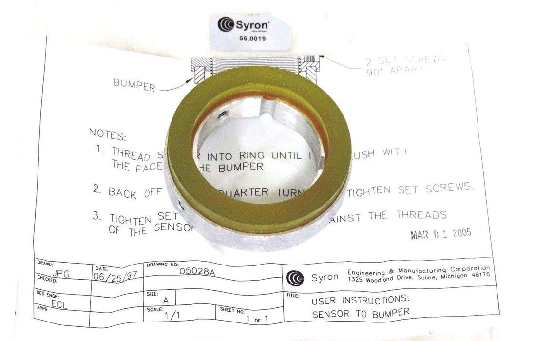 NEW SYRON 66.0019 BUMPER FOR SENSOR 660019