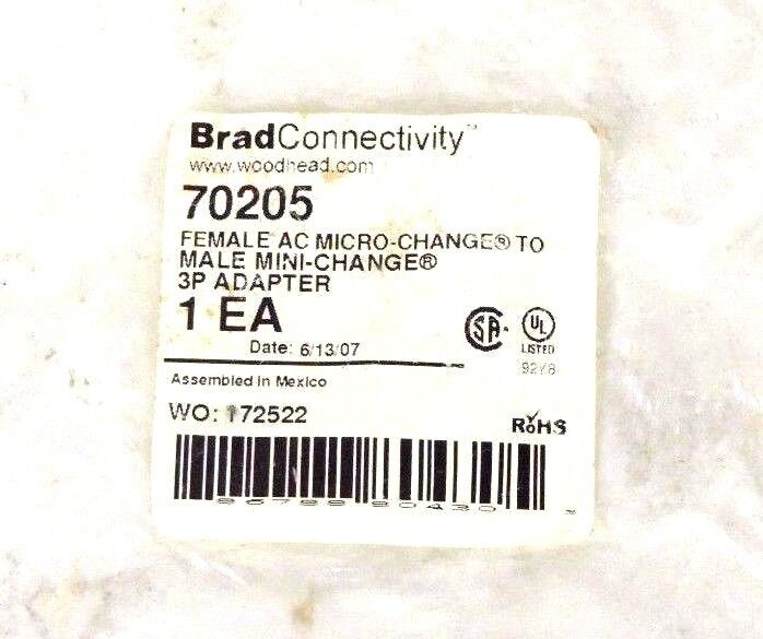 LOT OF 2 BRAD HARRISON 70205 FEMALE TO MALE 3P ADAPTERS