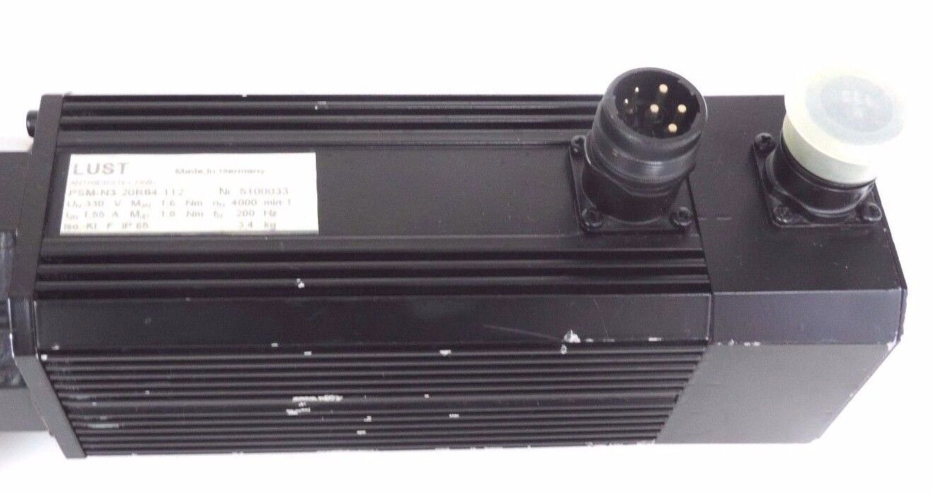 LUST PSM-N3-20R84-112 SERVO MOTOR W/ NEUGART PL90S/OP2/OP6 GEAR BOX 1:15 PL90S