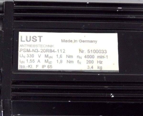 LUST PSM-N3-20R84-112 SERVO MOTOR W/ NEUGART PL90S/OP2/OP6 GEAR BOX 1:15 PL90S