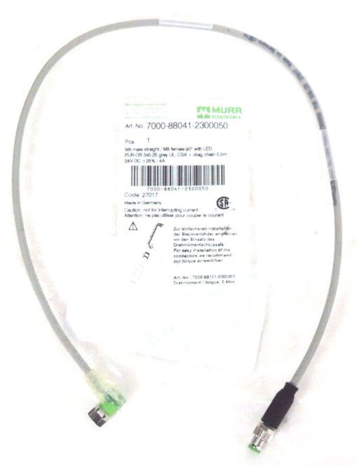 NIB MURR ELEKTRONIK 7000-88041-2300050 M8 MALE/FEMALE CONNECTOR 24VDC, 4A